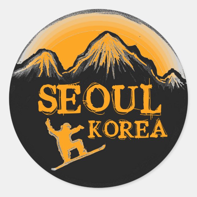 stickers Seoul Corée orange snowboard (Devant)