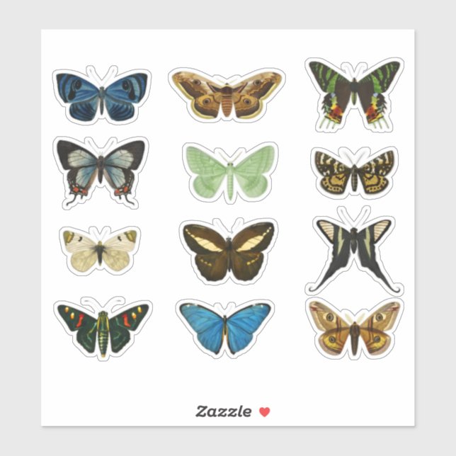 Stickers Set Papillon vintage 2 - Floral classique (Feuille)