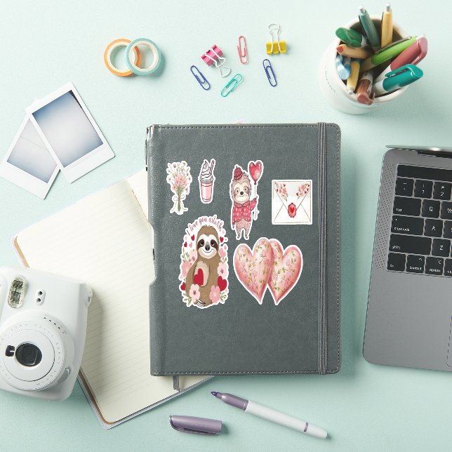 Stickers Set Sloth Valentine (Couverture iPad)