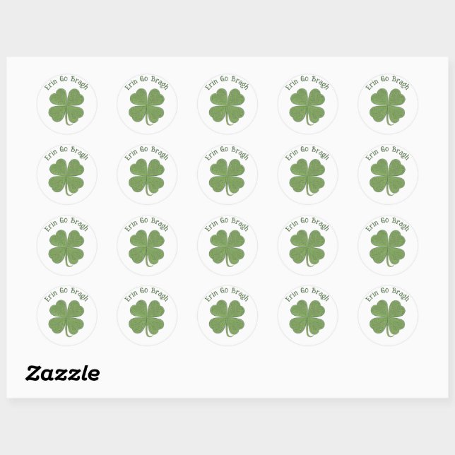 Stickers Shamrocks "Erin Go Bragh" ronds (Feuille)
