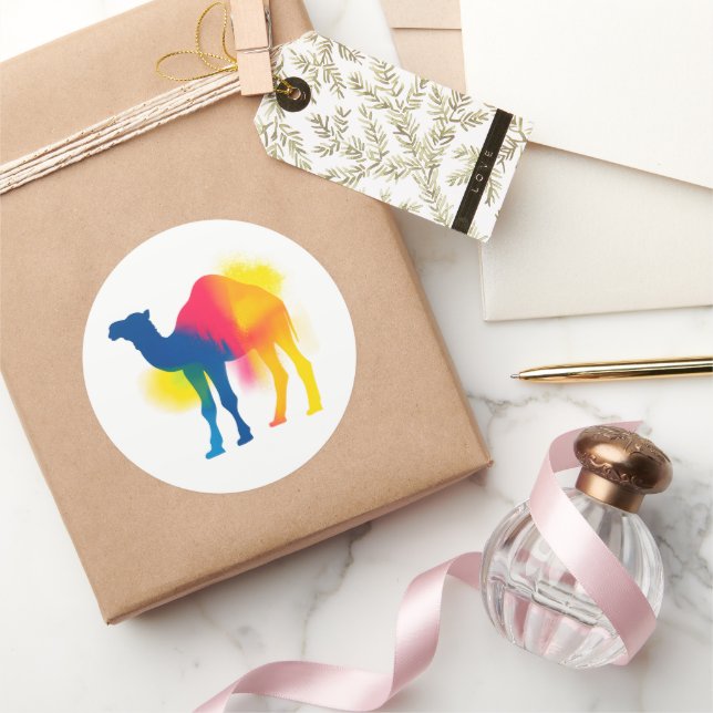 Stickers Silhouette Camel Peinture Spray Coloré (Cadeaux)