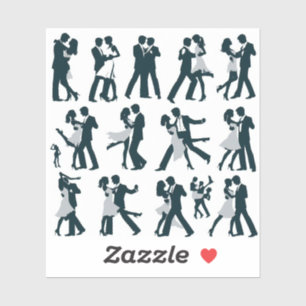 stickers Silhouette du couple dansant ou en ro