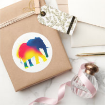 Stickers Silhouette Eléphant Peinture Spray Coloré