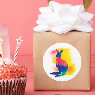 Stickers Silhouette Kangaroo Peinture Spray Coloré