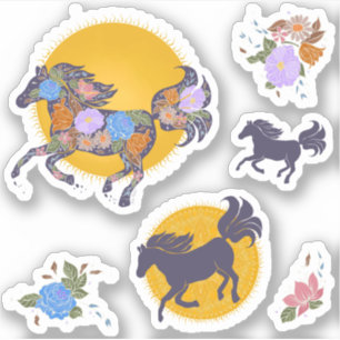 Stickers Silhouette_Purple Horse Floral Pack