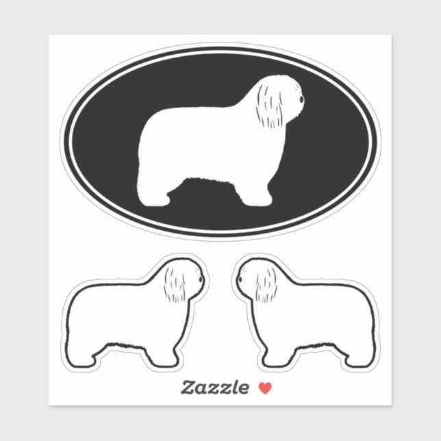 Stickers Silhouettes PON pour chien de laine polon (Feuille)