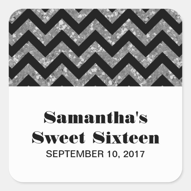 Stickers Silver Chevron Parties scintillant Sweet  (Devant)