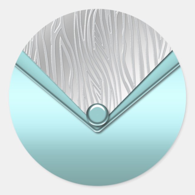 Stickers Silver Turquoise Blue Zebra (Devant)