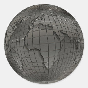 Stickers Silver World Globe