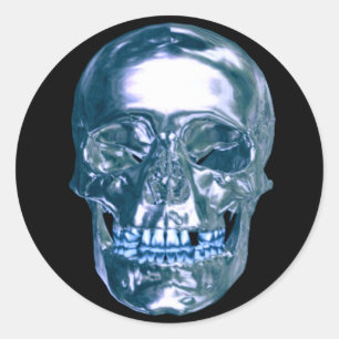 Stickers Skull Chrome bleu