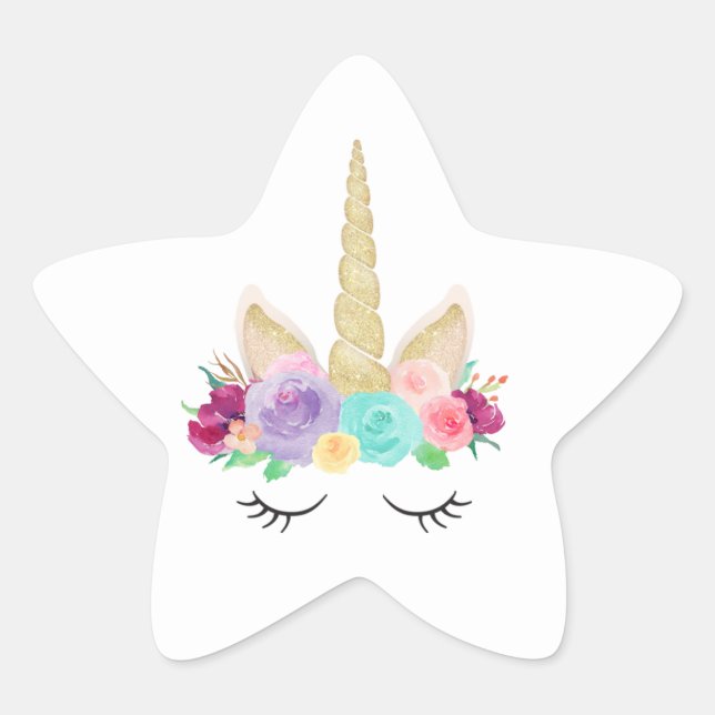 Stickers Sleepy Unicorn Birthday Baby shower Star (Devant)