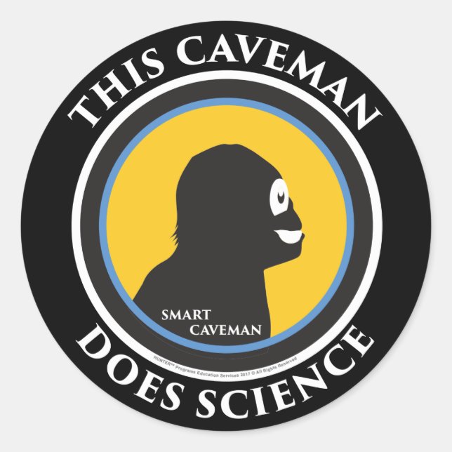 Stickers Smart Caveman : Ce Caveman fait la scienc (Devant)