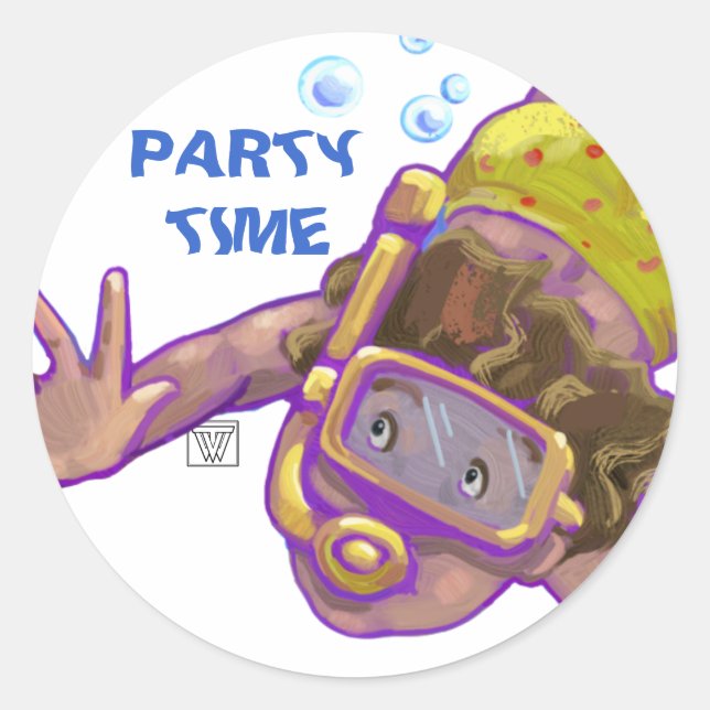 Stickers Snorkeling Boy Party temps personnalisabl (Devant)