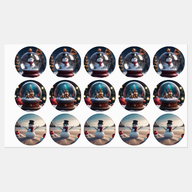 Stickers Snowman Assortis (Feuille)