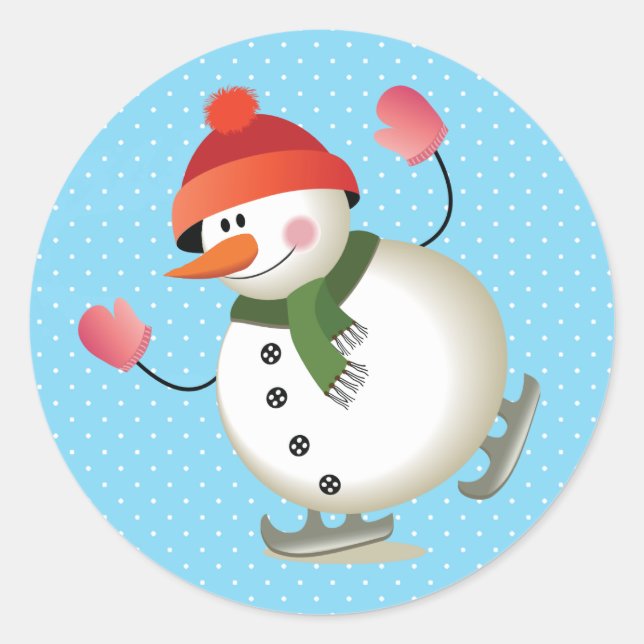 Stickers Snowman Patinage brillant 3 pouces (feuil (Devant)