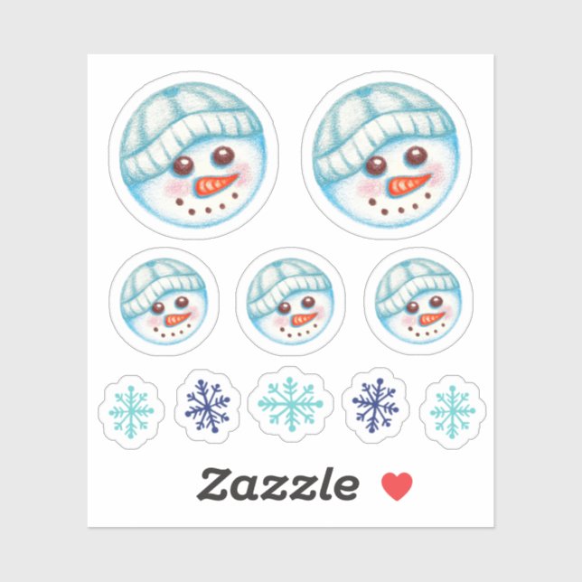 Stickers Snowman Snowflake (Feuille)