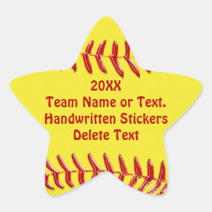 Stickers Softball en forme d'étoile Votre texte ou