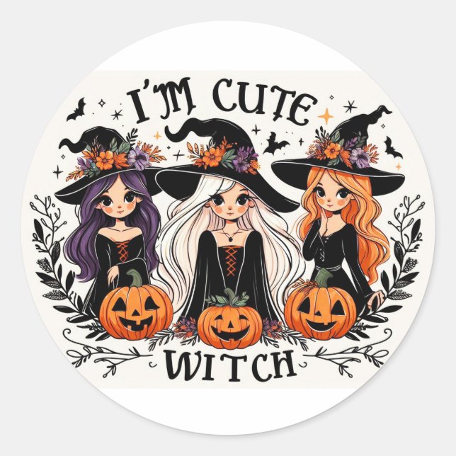 Stickers sorcière mignonne (Devant)