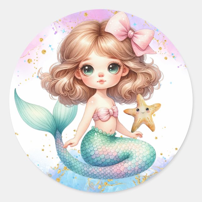 Stickers Splish Splash Mermaid Plain Party (Devant)