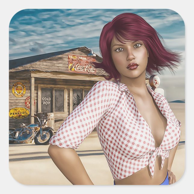 Stickers station d'essence abandonnée Retro Vintag (Devant)