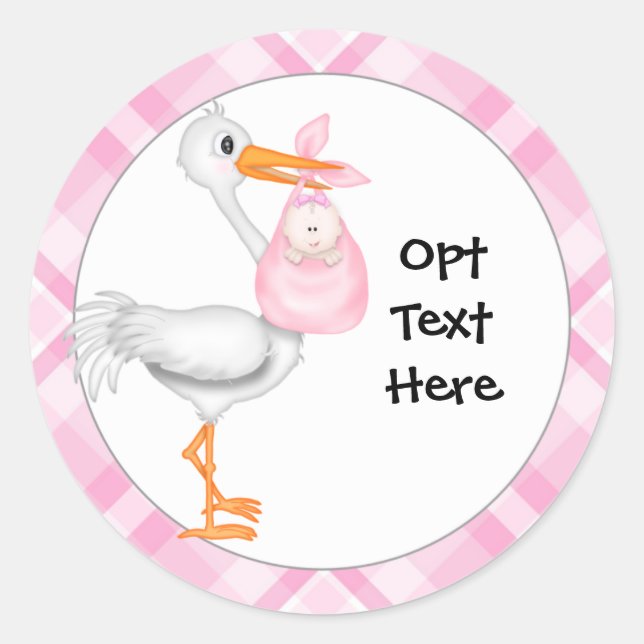 Stickers Stork & Baby Girl (Devant)