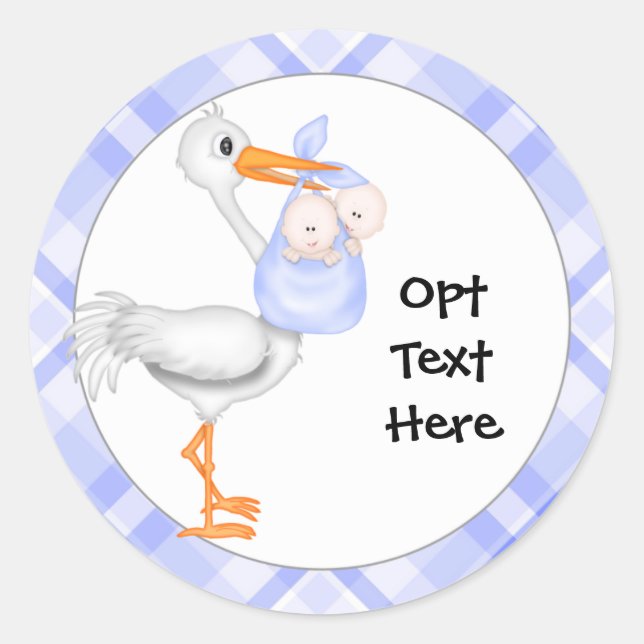 Stickers Stork & Twin Boys (Devant)