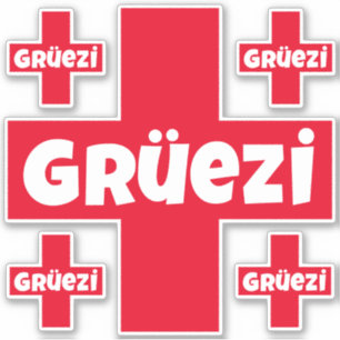 Stickers suisse Hello Gruezi Cinq pièces séparées