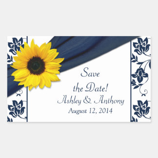 Stickers Sunflower Navy Blue White Mariage damassé