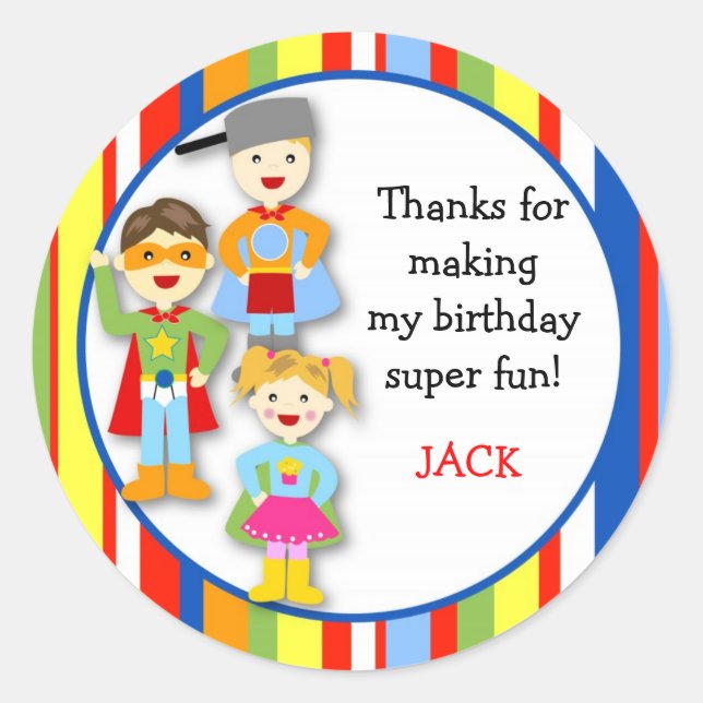 Stickers Super Hero Round Faver Superhero Stickers (Devant)