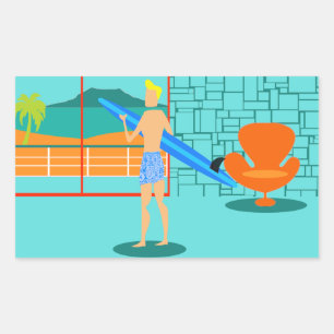 Stickers surfeurs rétro