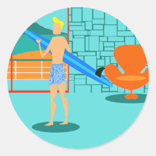 Stickers surfeurs rétro