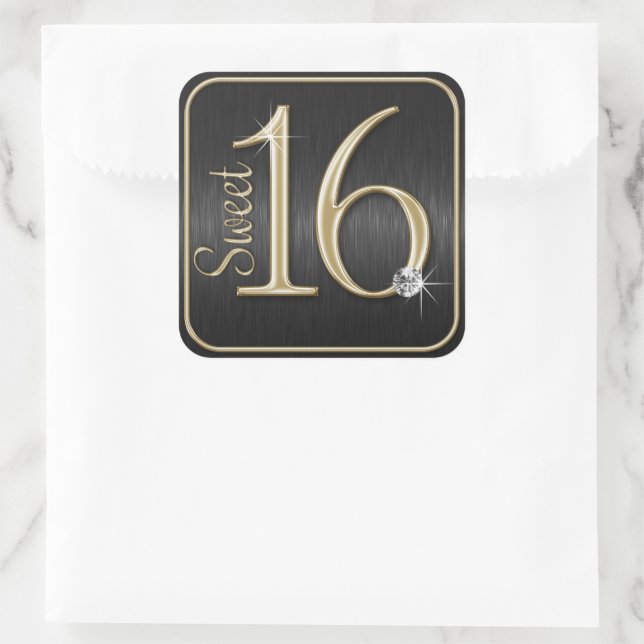 Stickers Sweet 16 Black/Gold Metallic Look (Sac)