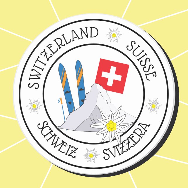 Stickers Swiss Travel White Round (Créateur téléchargé)