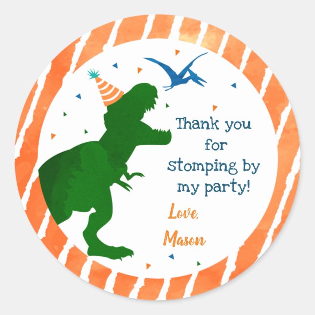 Stickers T-rex Dinosaur Trois Rex Party Faveur (Devant)