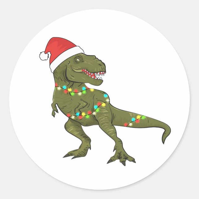 Stickers T-Rex Père Noël Dinosaure de Noël de Noël (Devant)