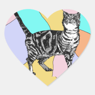 Stickers Tabby Cat Mint Cute cats animaux ensemble