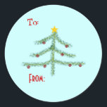 Stickers Tag Christmas Spirit<br><div class="desc">Dessin simple d'un arbre de Noël sur un arrière - plan bleu clair. Ajoutez votre nom au champ "De :" ou modifiez/ajoutez/supprimez du texte. Entièrement personnalisable. Photo Little Wing Photo & Design.</div>