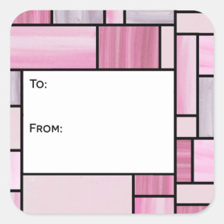 Stickers Tag de verre rose et gris