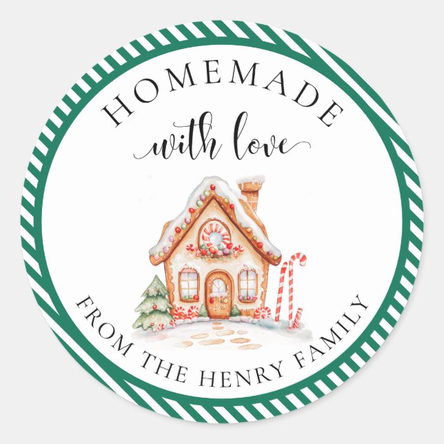 Stickers Tag Fabriqué maison avec amour Noël (Devant)