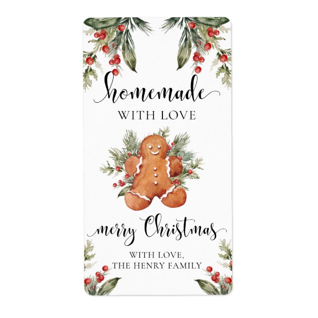 Stickers Tag Fabriqué maison avec amour Noël (Devant)