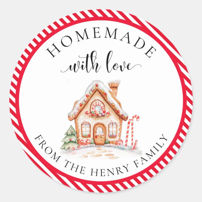 Stickers Tag Fabriqué maison avec amour Noël (Devant)