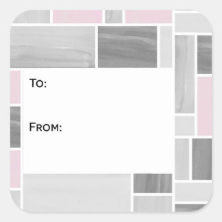 Stickers Tag Gris et Vitrail rose