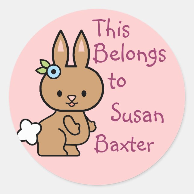 Stickers Tag Nom du lapin mignon (Devant)