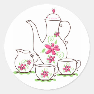 Stickers Tea Set De Fleurs Roses