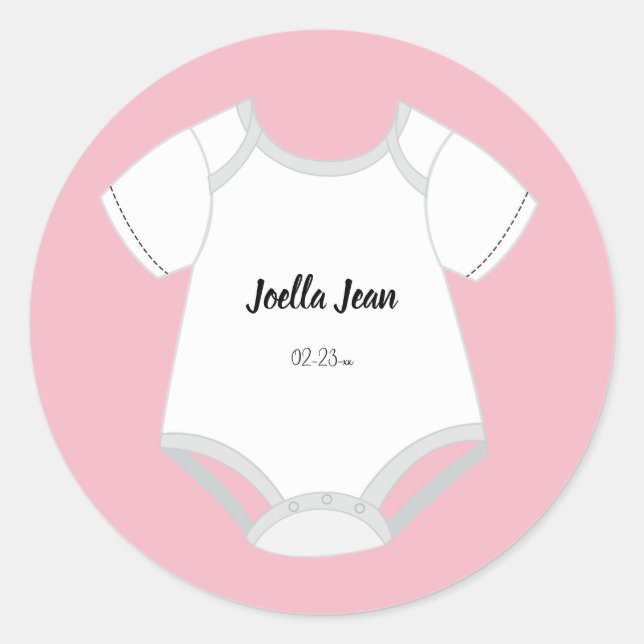Stickers tenue bébé avec nom bébé date d'échéance  (Devant)