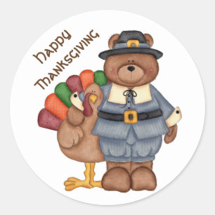 Stickers Thanksgiving/Ours pèlerin et Turquie