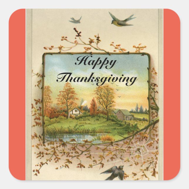 Stickers Thanksgiving vintage Fall Landcape (Devant)