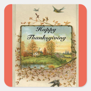 Stickers Thanksgiving vintage Fall Landcape