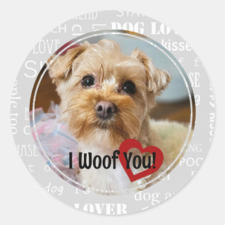 Stickers Thème de chien rond "I Woof You"