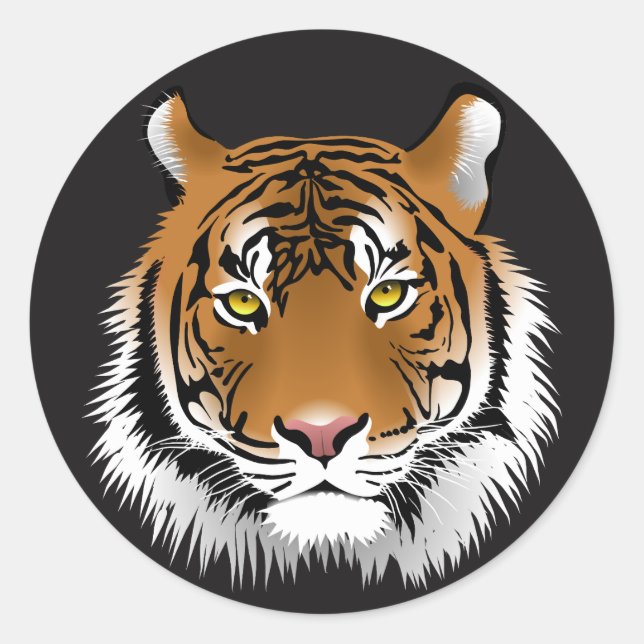 Stickers Tiger Face Illustrant rond brillant (Devant)